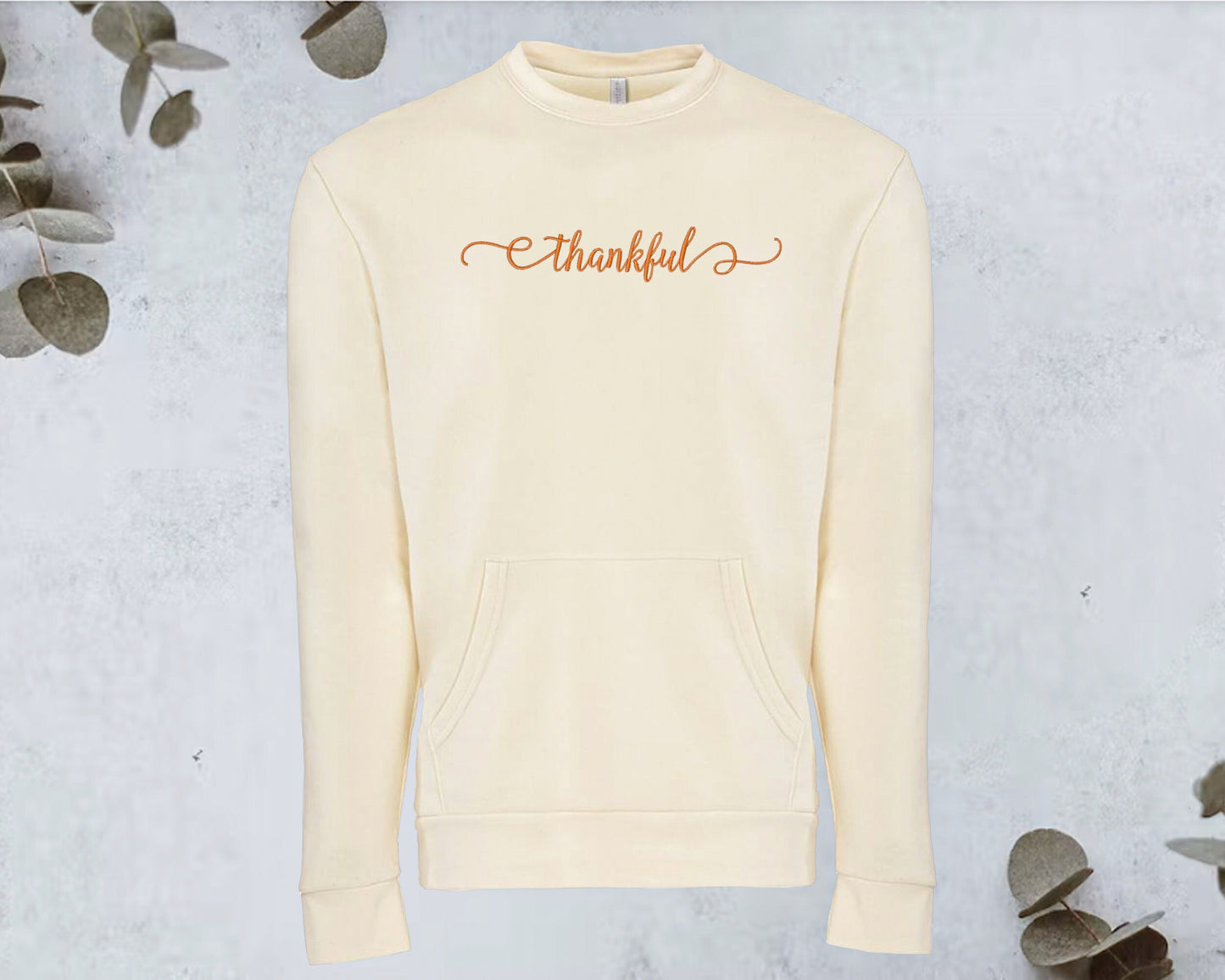 Thankful Sweatshirt, Thanksgiving Embroidered Sweater, Fall Crewneck, Minimalist, Cozy