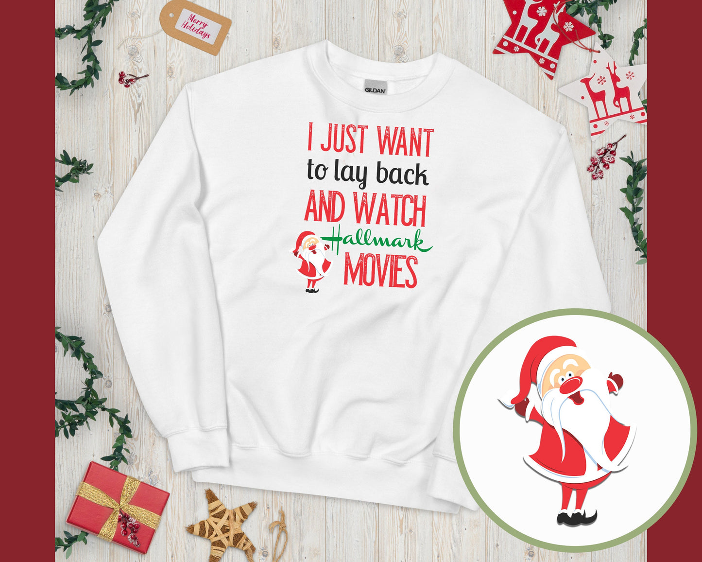 Just want to Watch Hallmark Movies Sweatshirt, Christmas Sweatshirt, Holiday Hallmark Sweater