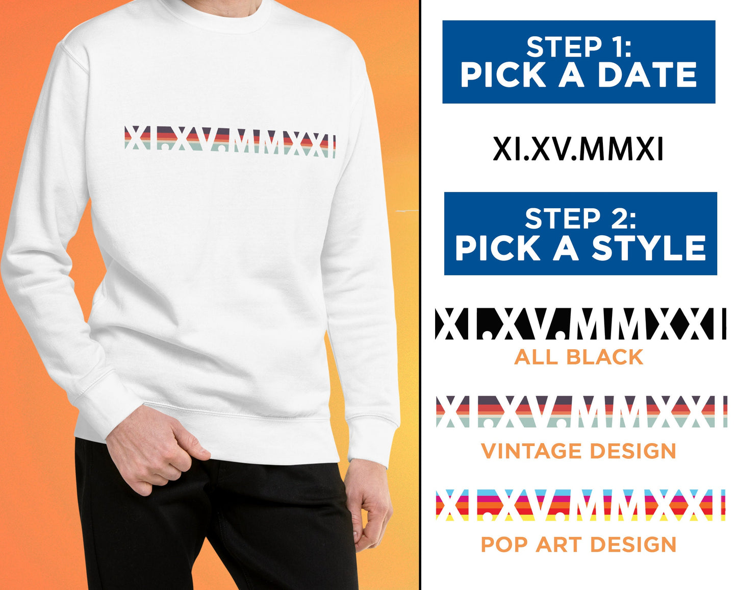 Custom Printed Roman Numeral Hoodie • Couples Gift • Personalized Date and Initial Sweatshirt • Engagements, Anniversaries, Bachelorette