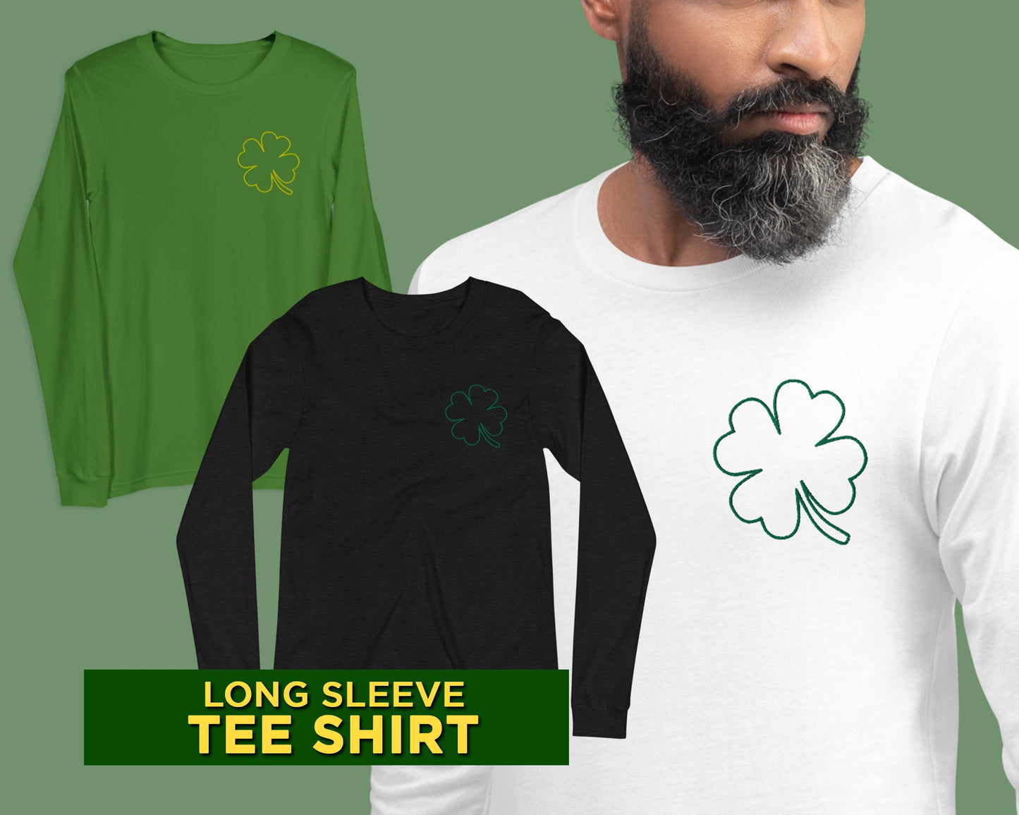 Saint Patricks Four Leaf Clover, Simple Design St Patricks Day T-Shirt, Long Sleeve T-Shirt and Sweatshirt, Luck of the Irish Shirt