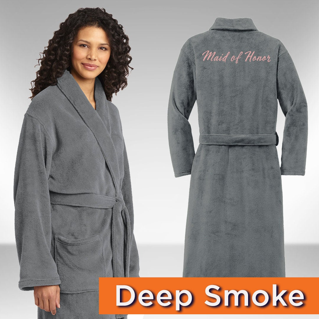 Personalized Plush Faux Mink Robe Custom Embroidered, Christmas gift, Wedding Gift, Adult Men Women Night Robe, Fathers Day Gift