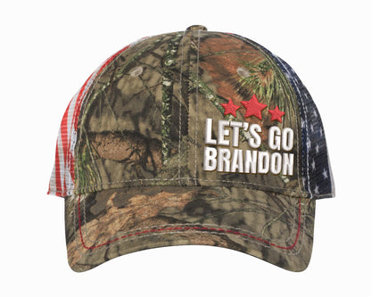 Let's Go Brandon Camo American Flag Embroidered Trucker Style Mesh Hat