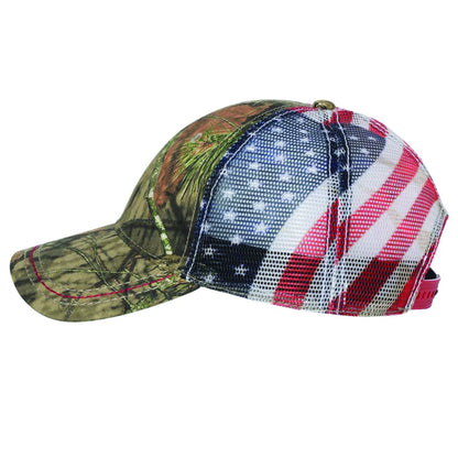 Let's Go Brandon Camo American Flag Embroidered Trucker Style Mesh Hat