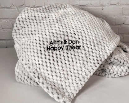 Cozy Warm Sherpa Fleece | Custom Embroidered Plush Fleece, Perfect Corporate Gift, Bridal Keepsake, Bereavement Gift or Memory Blanket