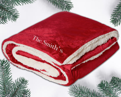 Personalized Sherpa Blanket, Custom Embroidered Throw Blanket, Custom Soft Blanket, Christmas Gift, Home Decor