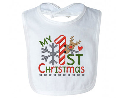 My First Christmas Baby Bib, Embroidered Bib, Custom Baby Bib, Cute Custom Bib, Baby Gift