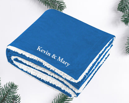 Personalized Sherpa Blanket, Custom Embroidered Throw Blanket, Custom Soft Blanket, Christmas Hanukkah Gift,