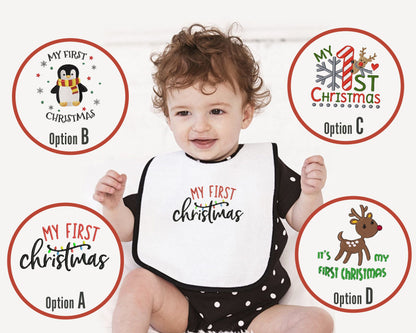 My First Christmas Baby Bib, Embroidered Bib, Custom Baby Bib, Cute Custom Bib, Baby Gift
