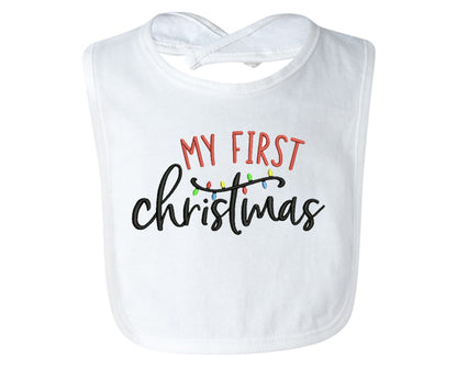 My First Christmas Baby Bib, Embroidered Bib, Custom Baby Bib, Cute Custom Bib, Baby Gift