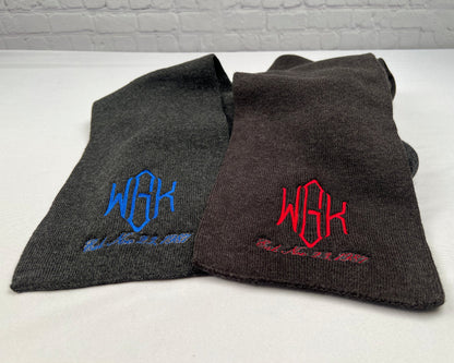 Custom Scarf, Warm Cozy Embroidered Scarf, Personalized Scarf, Knit Monogram Scarf