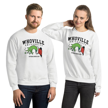 Grinch Whoville Weed Christmas Sweatshirt, Whoville University Christmas, Grinch Weed Shirt, Grinch Funny Christmas Sweater