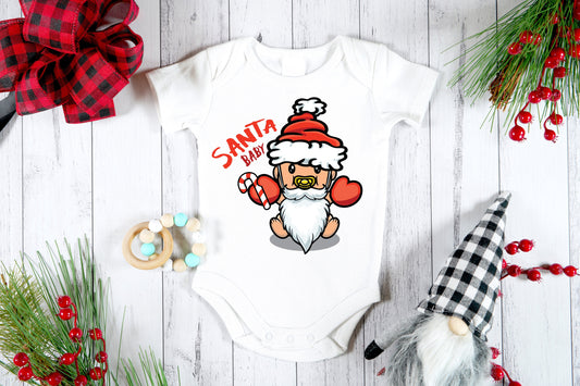 Santa Baby Onesie, Santa with Baby Dressed up as Santa, Baby First Christmas, Unisex Cute Christmas Onesie, Newborn Baby Home Coming Gift
