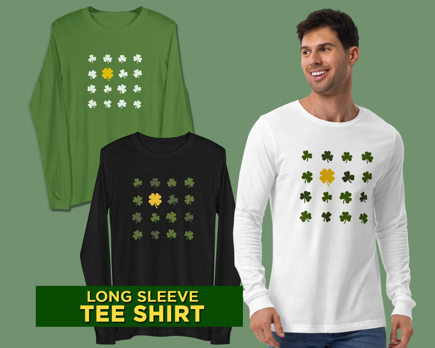 Saint Patricks Day T-Shirt Four Leaf Clover, New Design St Patricks Day T-Shirt, Long Sleeve T-Shirt and Sweatshirt, Luck of the Irish Shirt