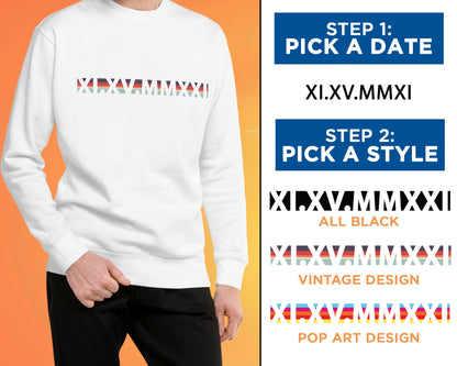 Custom Printed Roman Numeral Hoodie • Couples Gift • Personalized Date and Initial Sweatshirt • Engagements, Anniversaries, Bachelorette