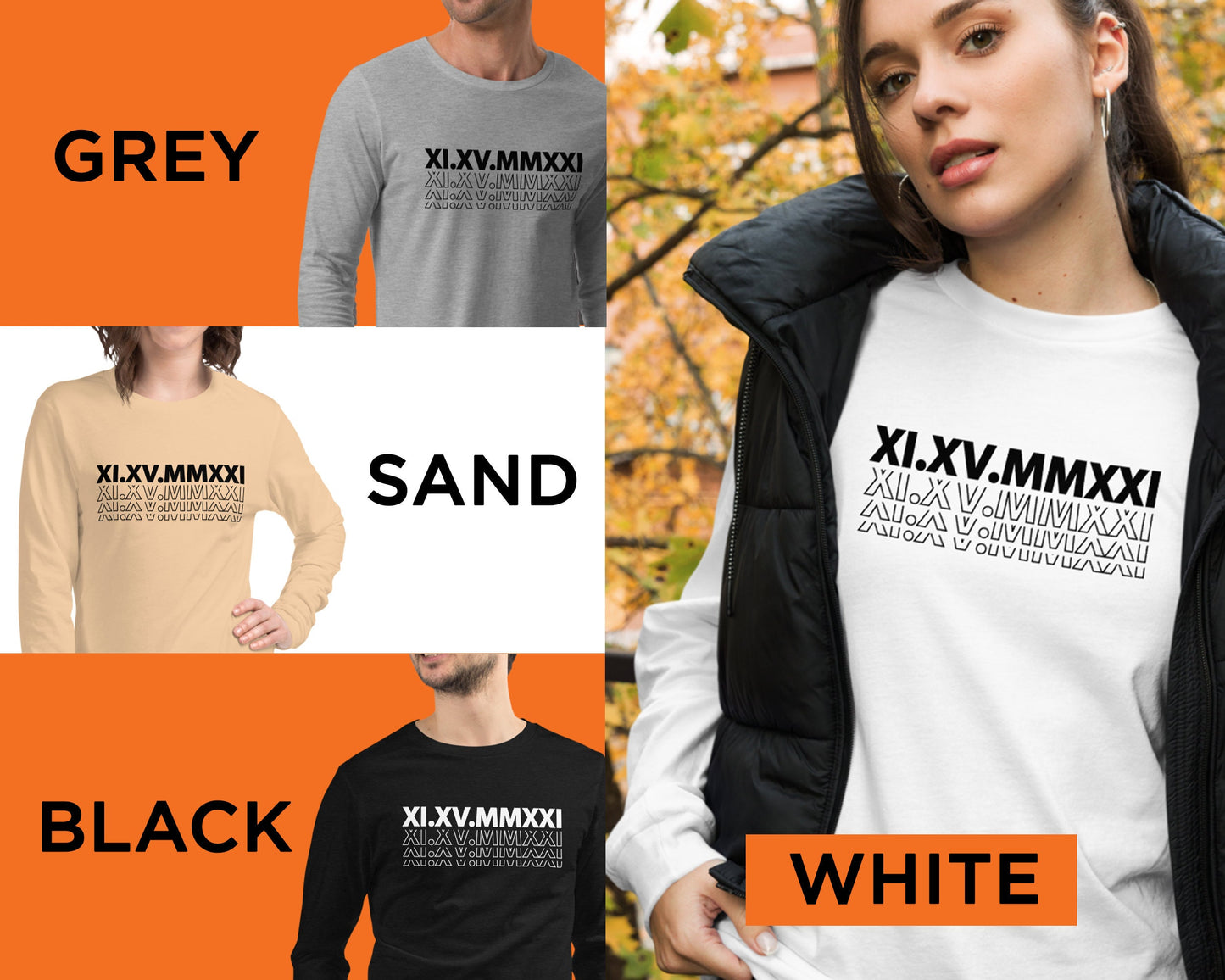 New Design Custom Printed Roman Numeral Shirts,  Couples Gift, Personalized Date, Engagements, Anniversaries, Bachelorette Gift
