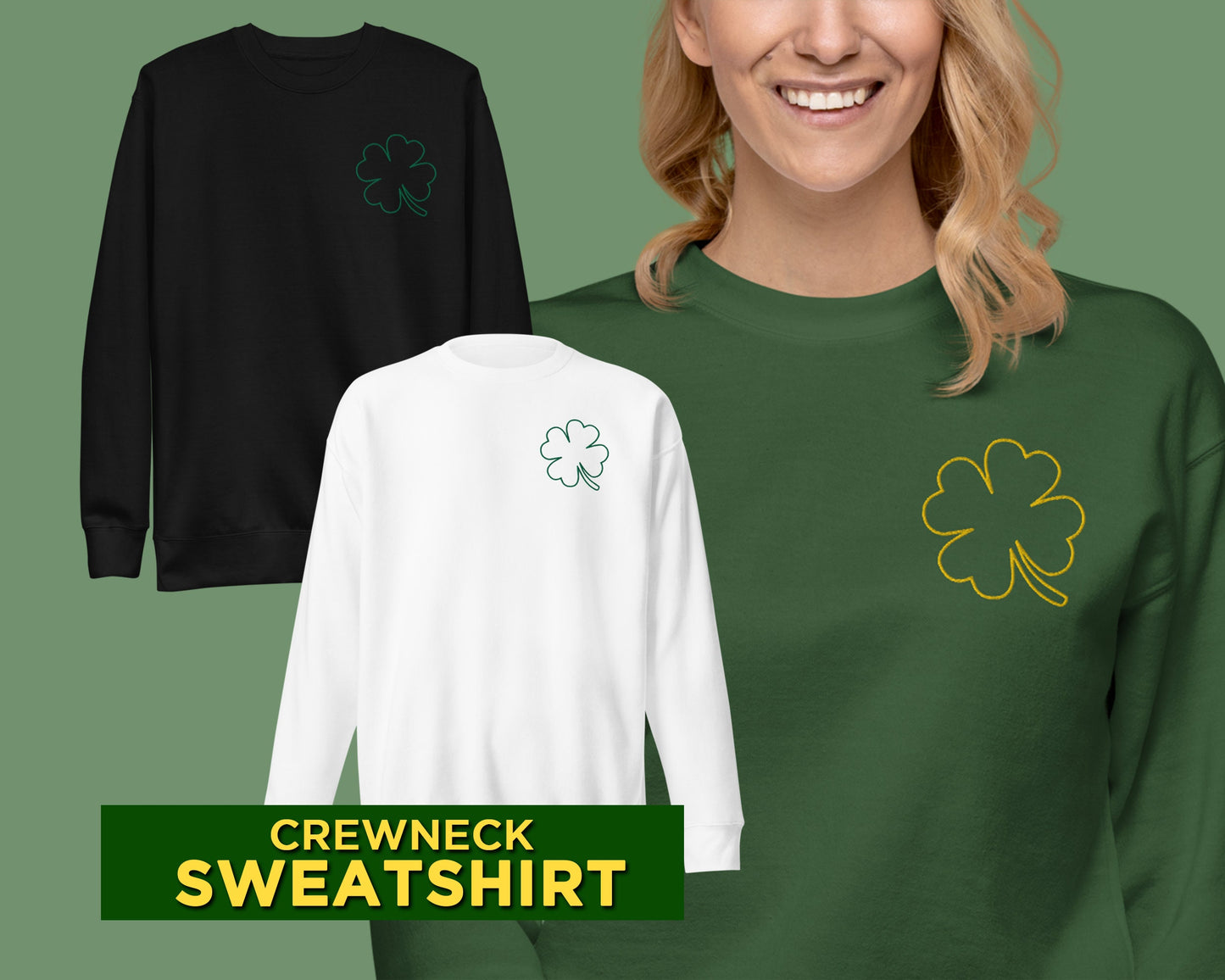 Saint Patricks Four Leaf Clover, Simple Design St Patricks Day T-Shirt, Long Sleeve T-Shirt and Sweatshirt, Luck of the Irish Shirt