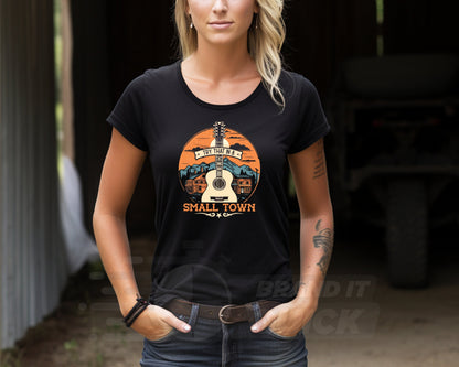 Try that in a Small Town Shirt, Small Town T-Shirt, Country Shirt, Country Small Town T-Shirt, American Flag Shirt, Guitar American Shirt