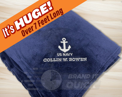 Oversized Ultra Plush Fleece Blanket | Custom Embroidered Throw Blanket, Corporate Gift, Huge Soft Blanket, Giant Blanket Holiday