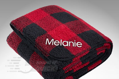 Thick Custom Blanket with Name, Personalized Throw Blanket, Monogram Stadium Blanket for Adults, Personalized Holiday Gifts, Christmas Gift