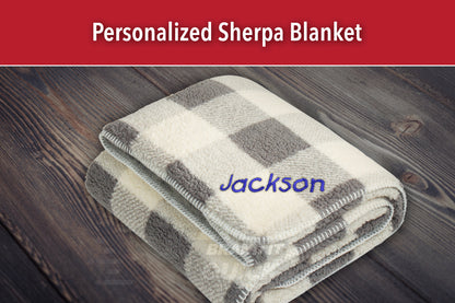 Thick Custom Blanket with Name, Personalized Throw Blanket, Monogram Stadium Blanket for Adults, Personalized Holiday Gifts, Christmas Gift